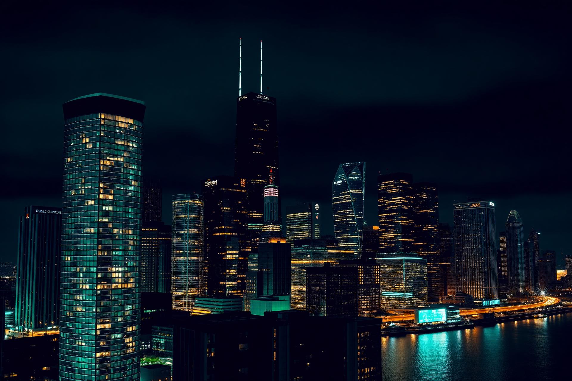 Chicago skyline at dusk